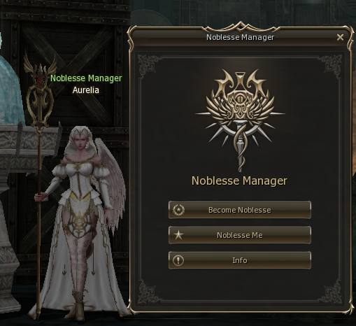 Noblesse Manager Aurelia with the Noblesse Manager window open